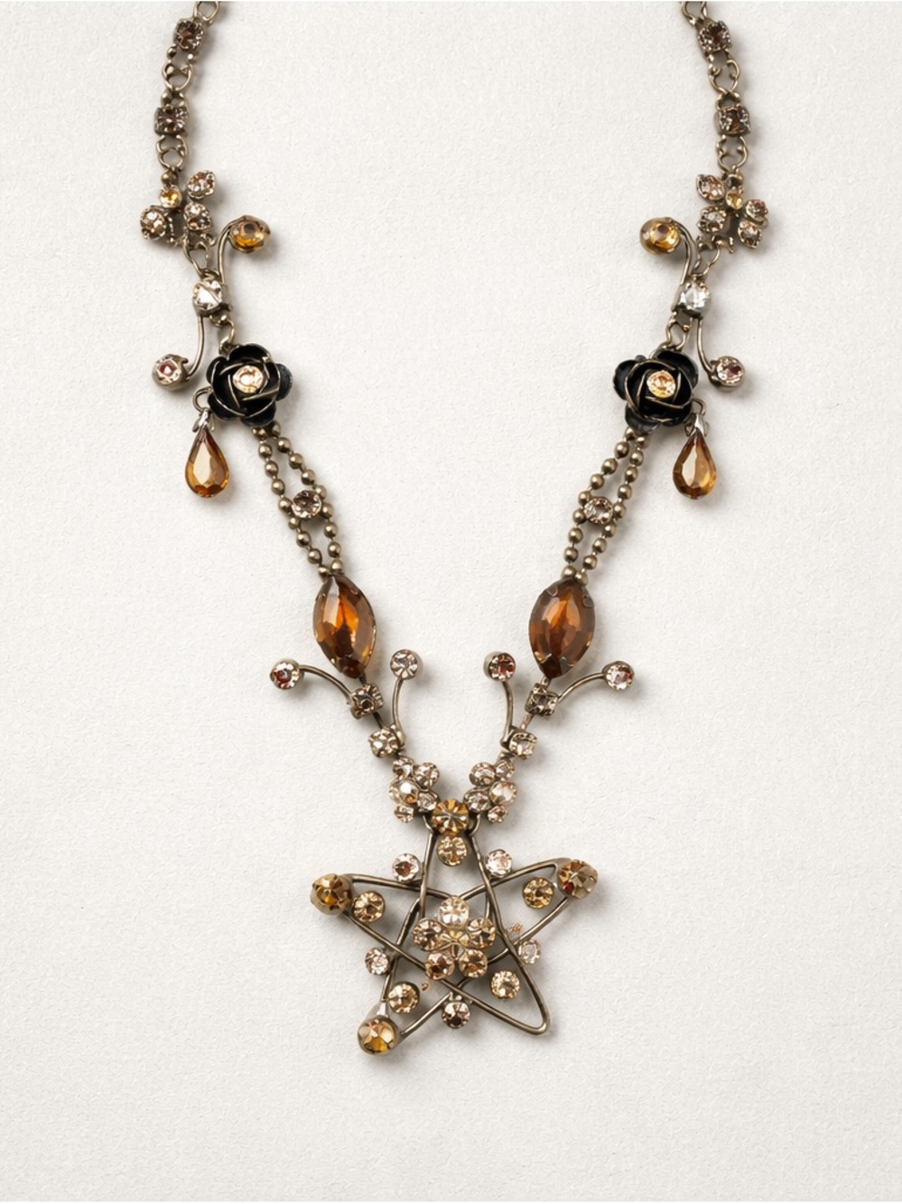 Vintage amber-colored crystals Necklace
